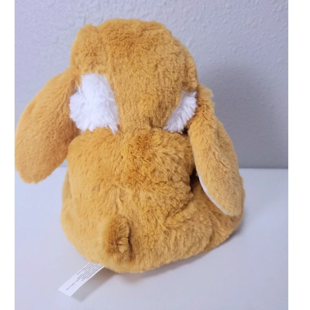 Tom's Toy International Tan White Plush Bunny Rabbit Gold Bow 8 Inch Stuffed Toy